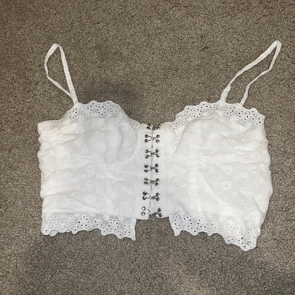White corset style tank